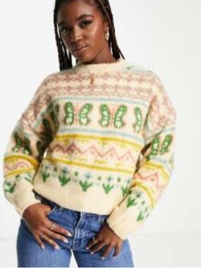 Pull&bear vintage print oversized sweater